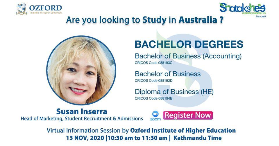Virtual Info Session by OZFORD Institute of Higher Education