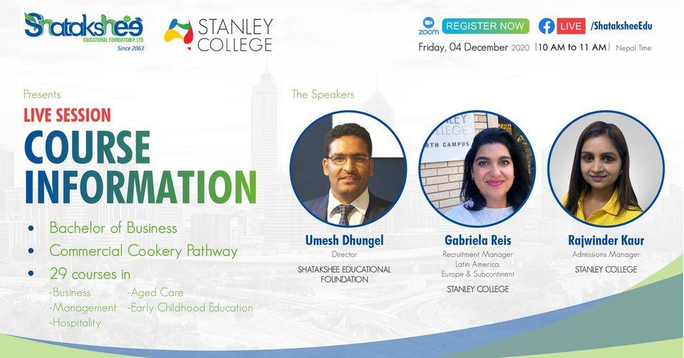 Shatakshee Educational Foundation presents Virtual Info & Live Session in collaboration with Stanley