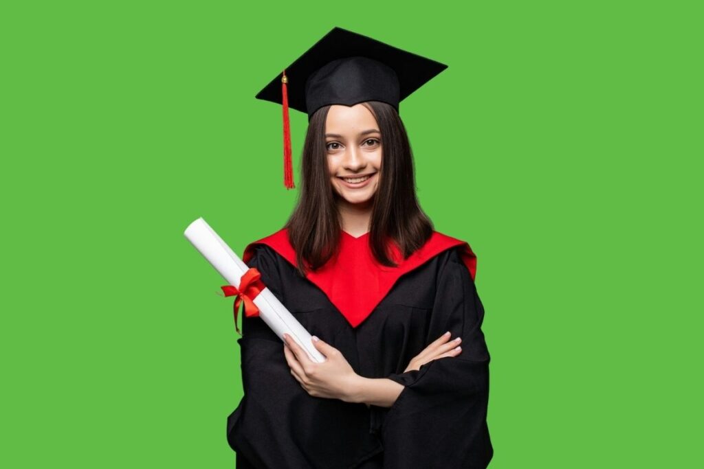 graduated girl with the academic dress